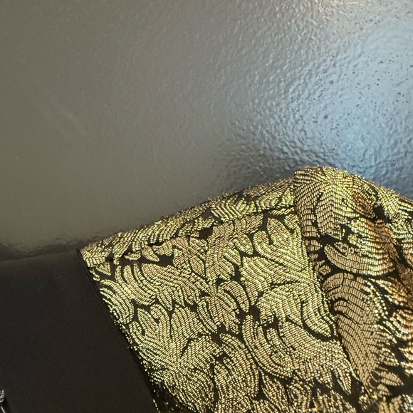 Ark & Co NWT L Gold and Black Blazer jacquard thicker metallic tuxedo cut blazer - Picture 7 of 12